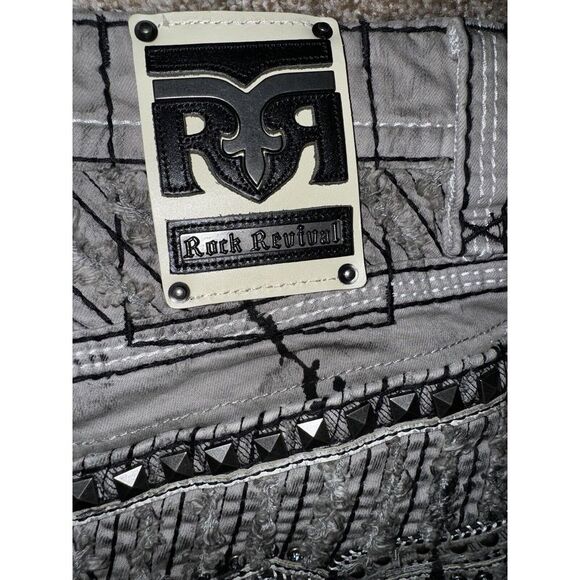 Rock Revival Jeans Mens Size 30/30 Wilkins-J401  Straight‎ Gray Paint Splatter - Picture 4 of 14